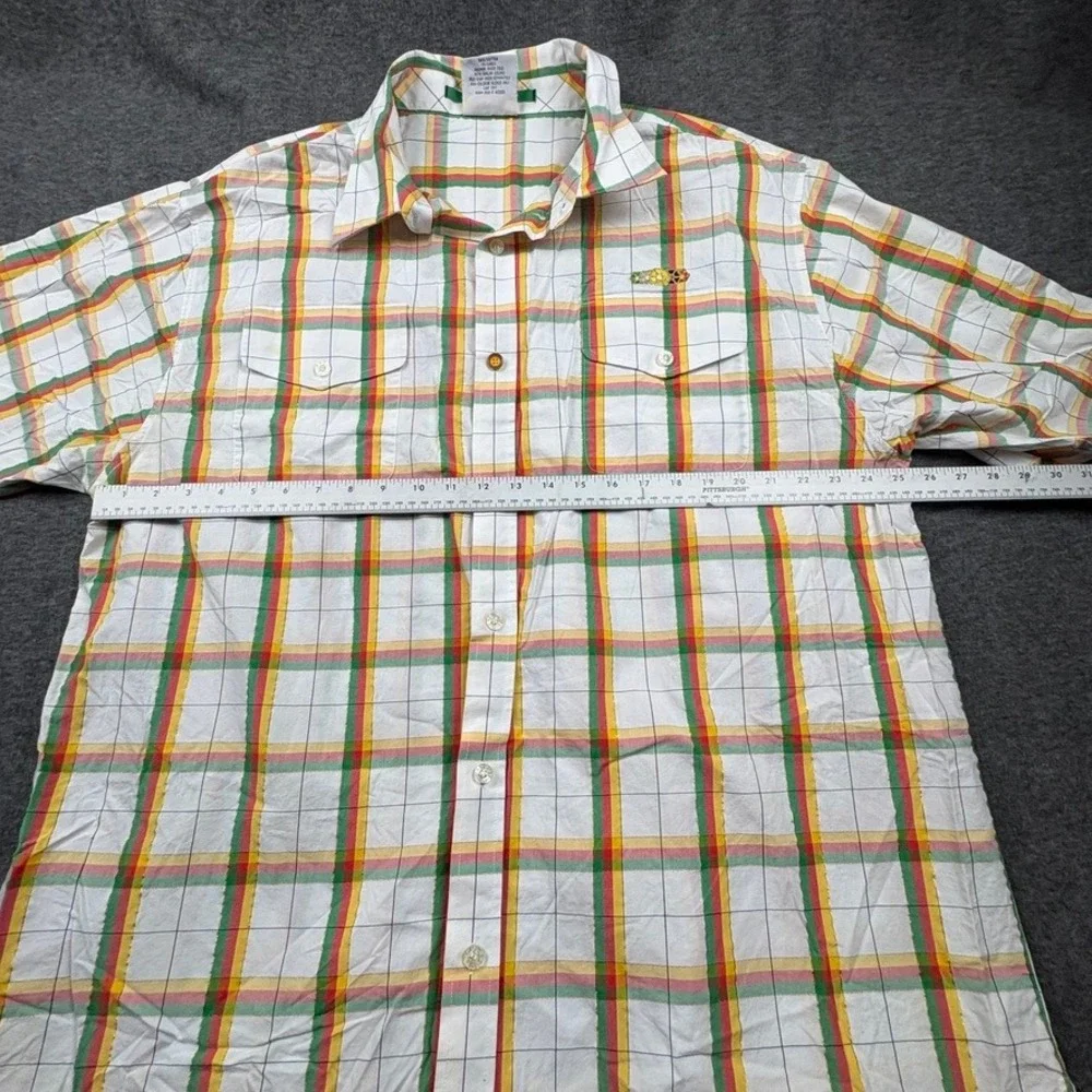 South Pole XXL Button Up Shirt Plaid White‎ Green Red Short Sleeve Mens